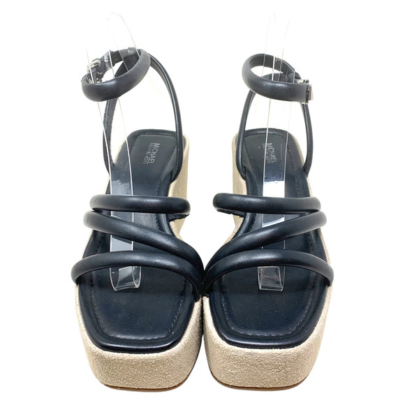 NEW Michael Kors Hazel Black Tubular Leather Platform Strappy Sandals Sz 7 NWOB - Picture 5 of 10